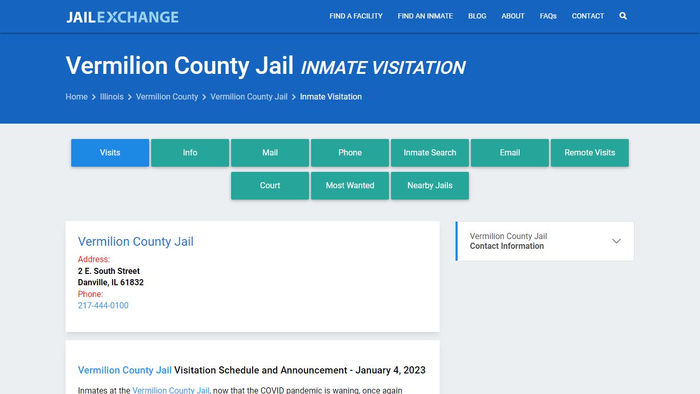 Vermilion County Jail Inmate Visitation - Jail Exchange